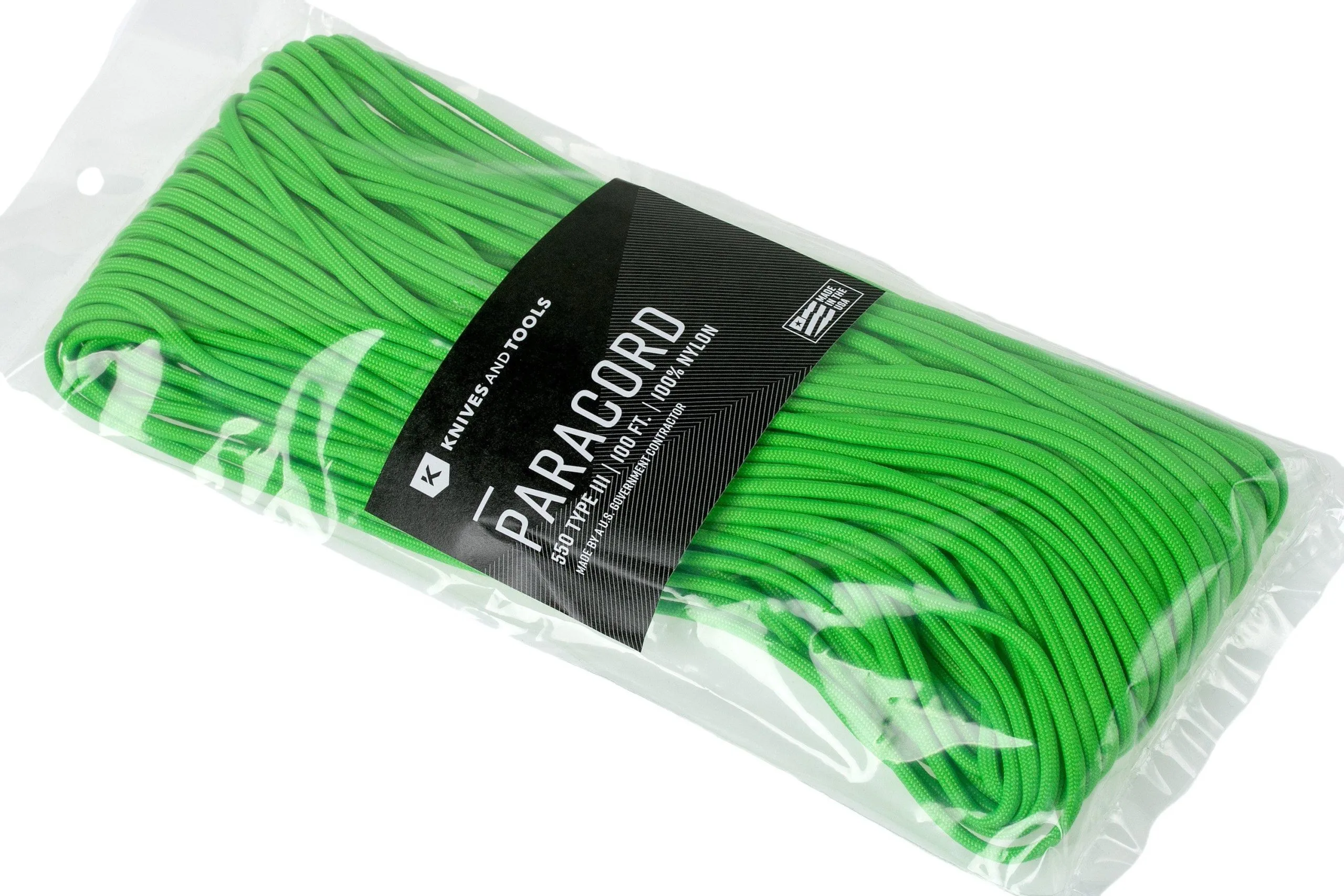 Knivesandtools 550 Paracord Type III, Colour: Neon Green, 100 Ft (30.48 M) 5 Knivesandtools 550 Paracord Type III, Colour: Neon Green, 100 Ft (30.48 M) - Billede 3