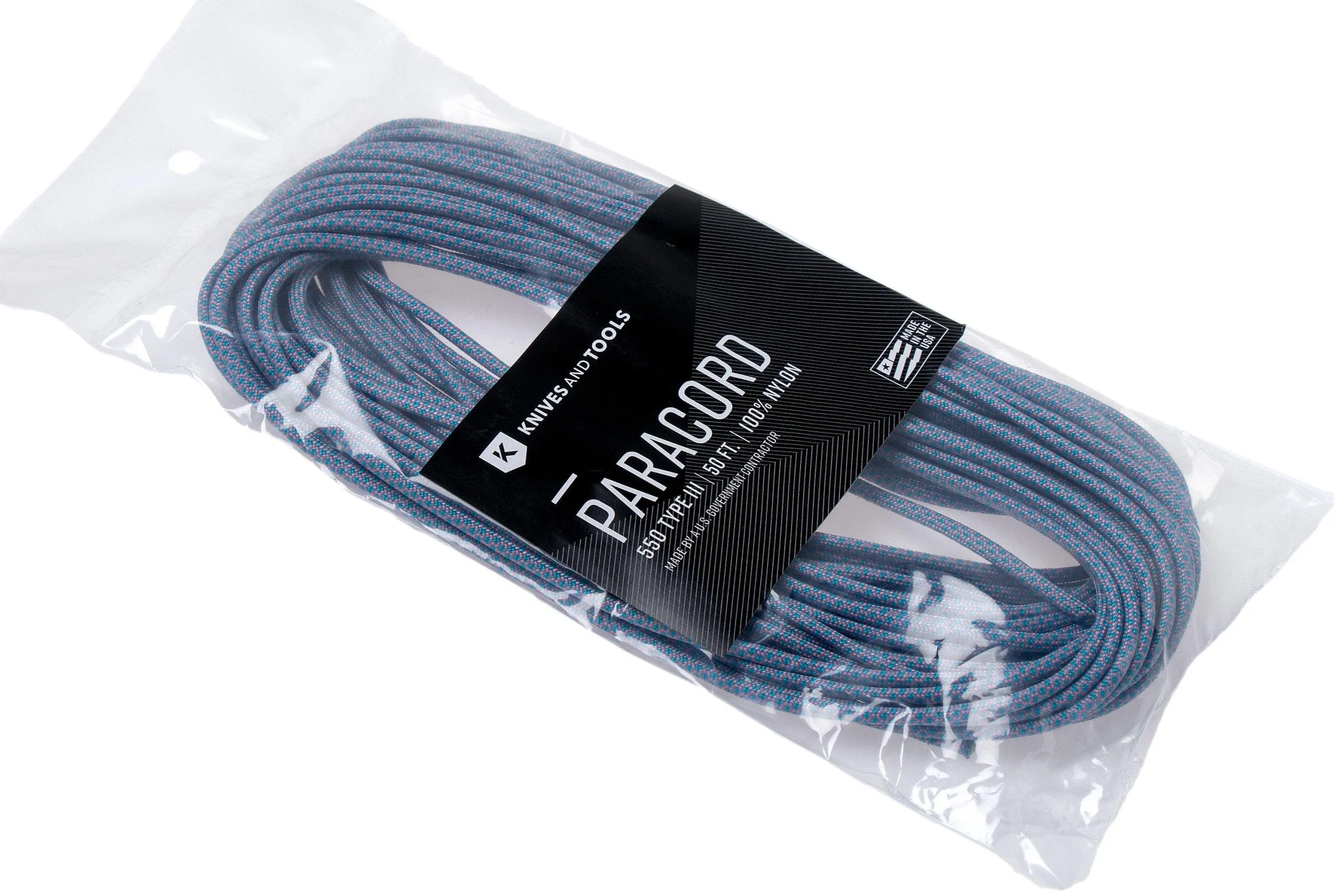 Knivesandtools 550 Paracord Type III, Colour: FS Lavender (pink) With Neon Turquoise Diamonds - 50 Ft (15.24 Meters) 5 Knivesandtools 550 Paracord Type III, Colour: FS Lavender (pink) With Neon Turquoise Diamonds - 50 Ft (15.24 Meters) - Billede 3