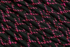 Knivesandtools 550 Paracord Type III, Colour: Black & Neon Pink X - 50 Ft (15.24 Meters)