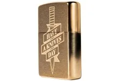 Knivesandtools Zippo Brass Brushed Knife, Bronze, Lighter