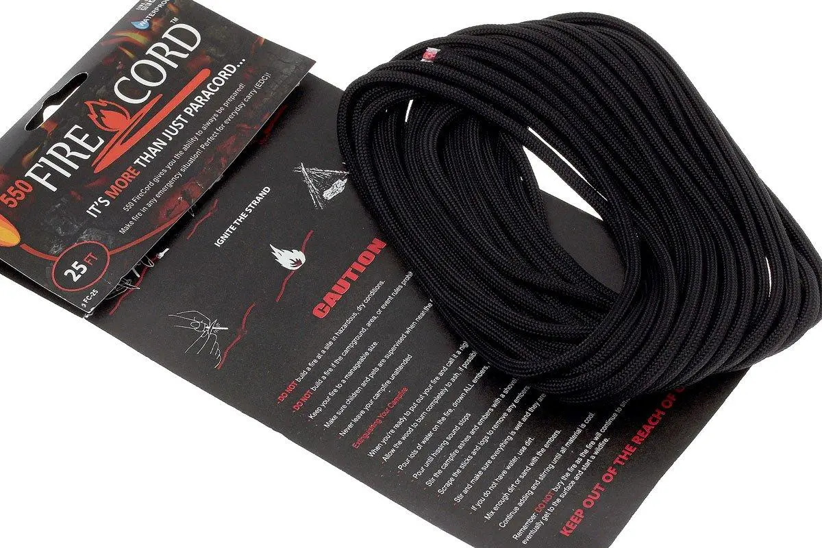 Live Fire Gear Live Fire Firecord 550 Paracord 25ft, Black 4 Live Fire Gear Live Fire Firecord 550 Paracord 25ft, Black - Billede 2