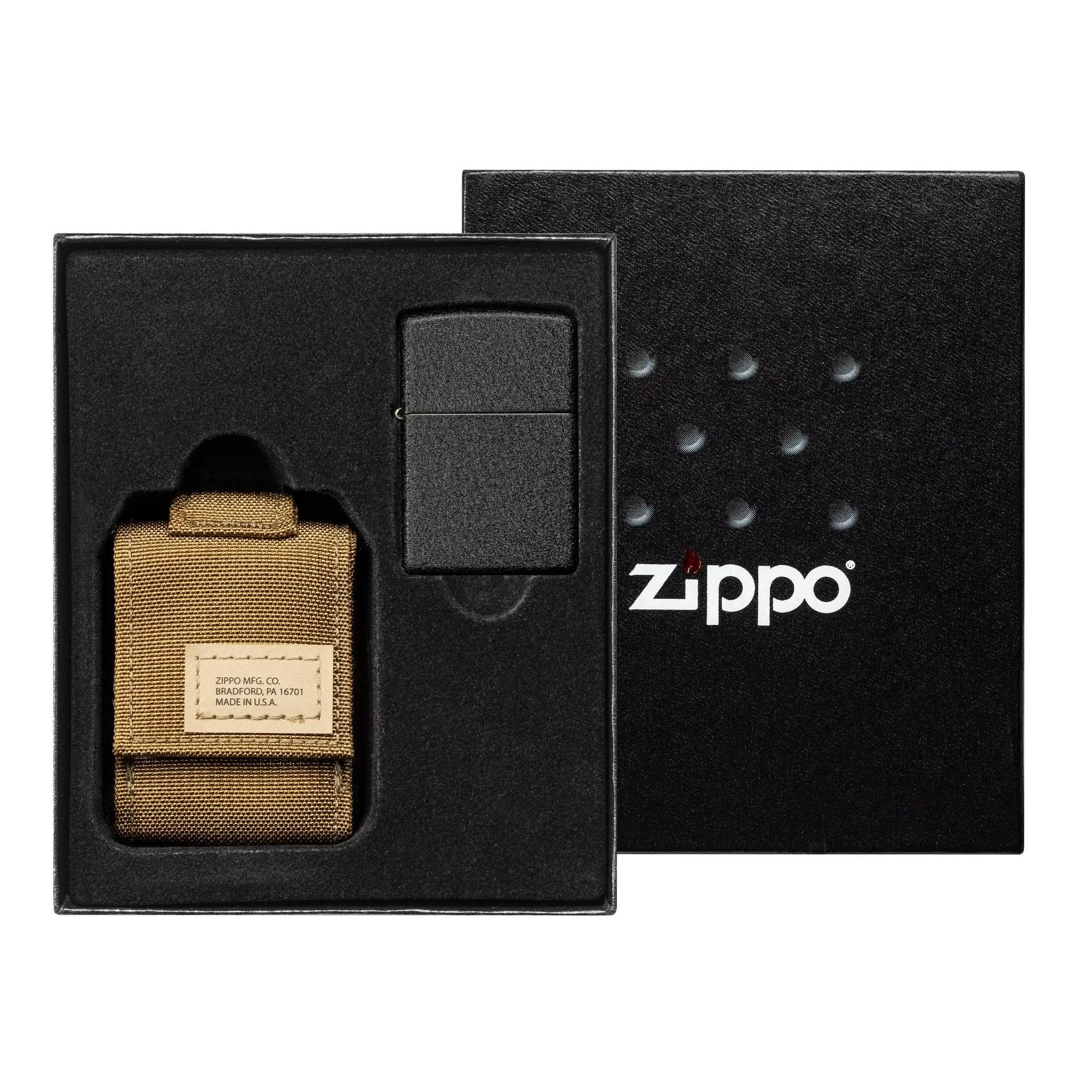 Zippo Tactical Brown Pouch And Black Crackle Windproof 49401-000002, Lighter Gift Set 3 Zippo Tactical Brown Pouch And Black Crackle Windproof 49401-000002, Lighter Gift Set