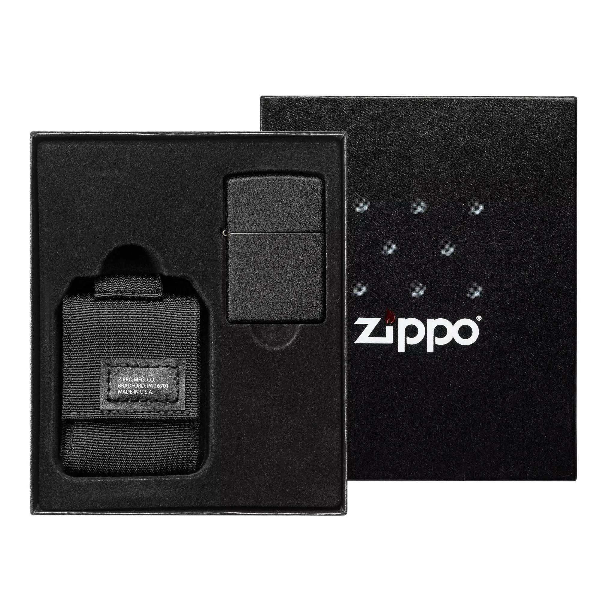 Zippo Tactical Black Pouch And Black Crackle Windproof 49402-000002, Lighter Gift Set 3 Zippo Tactical Black Pouch And Black Crackle Windproof 49402-000002, Lighter Gift Set