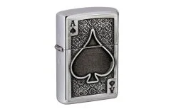 Zippo Ace Of Spades Emblem 49637-000002, Brushed Chrome, Lighter
